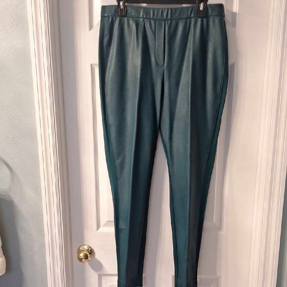 Stylish Green Faux Leather Pants